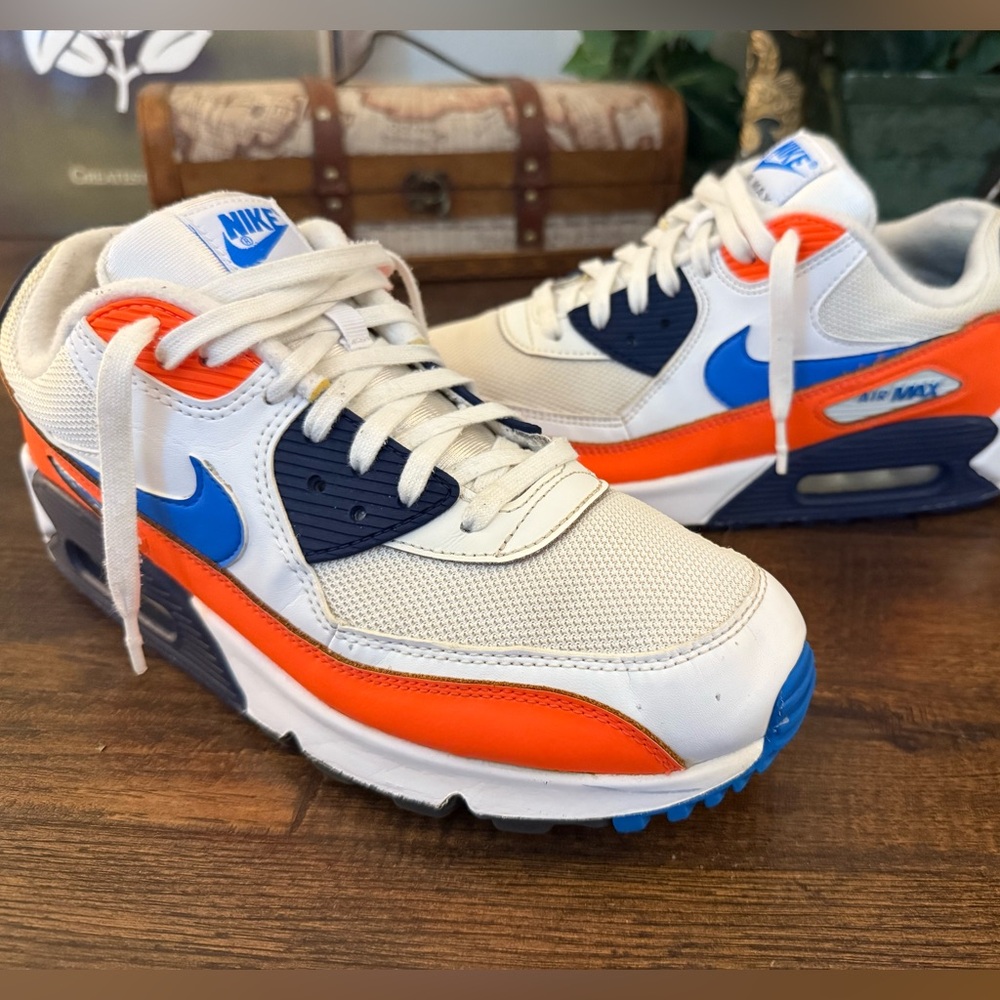 Nike Air Max 90 “White / Photo Blue / Total Orange” (AJ1285-104) – Men’s Size 10 - Picture 2 of 7